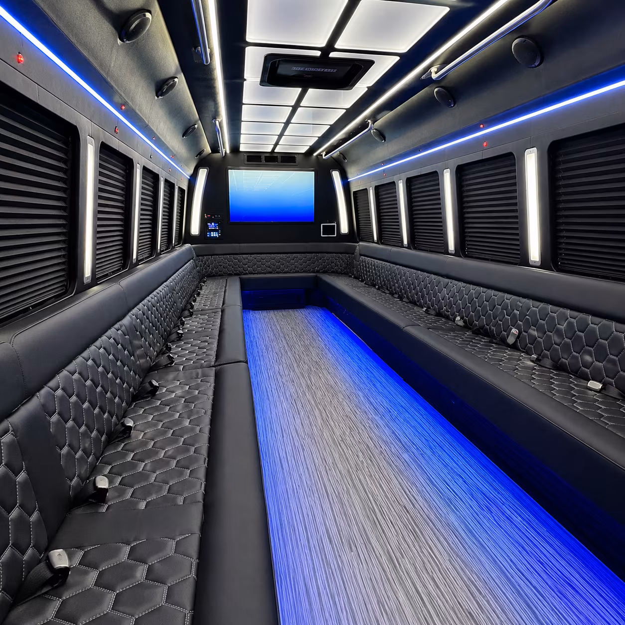 rapid city 50 passenger party bus inside